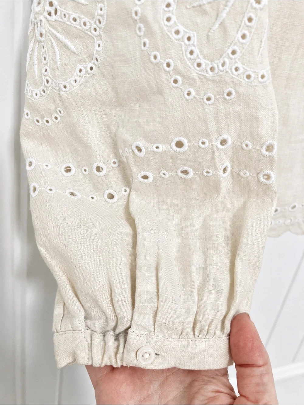 NWT J.Crew Eyelet Embroidered Scalloped Linen Blouse